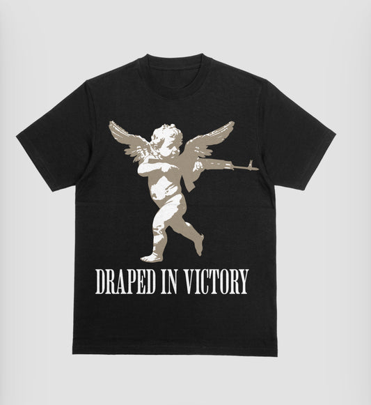 Draped in Victory Oversized T-Shirt (Black) - "Angel Protector"